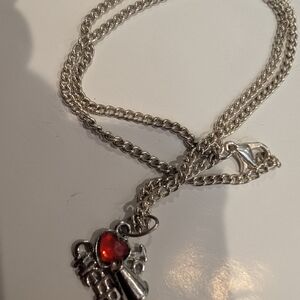 Silver Necklace with Heart Key Pendant